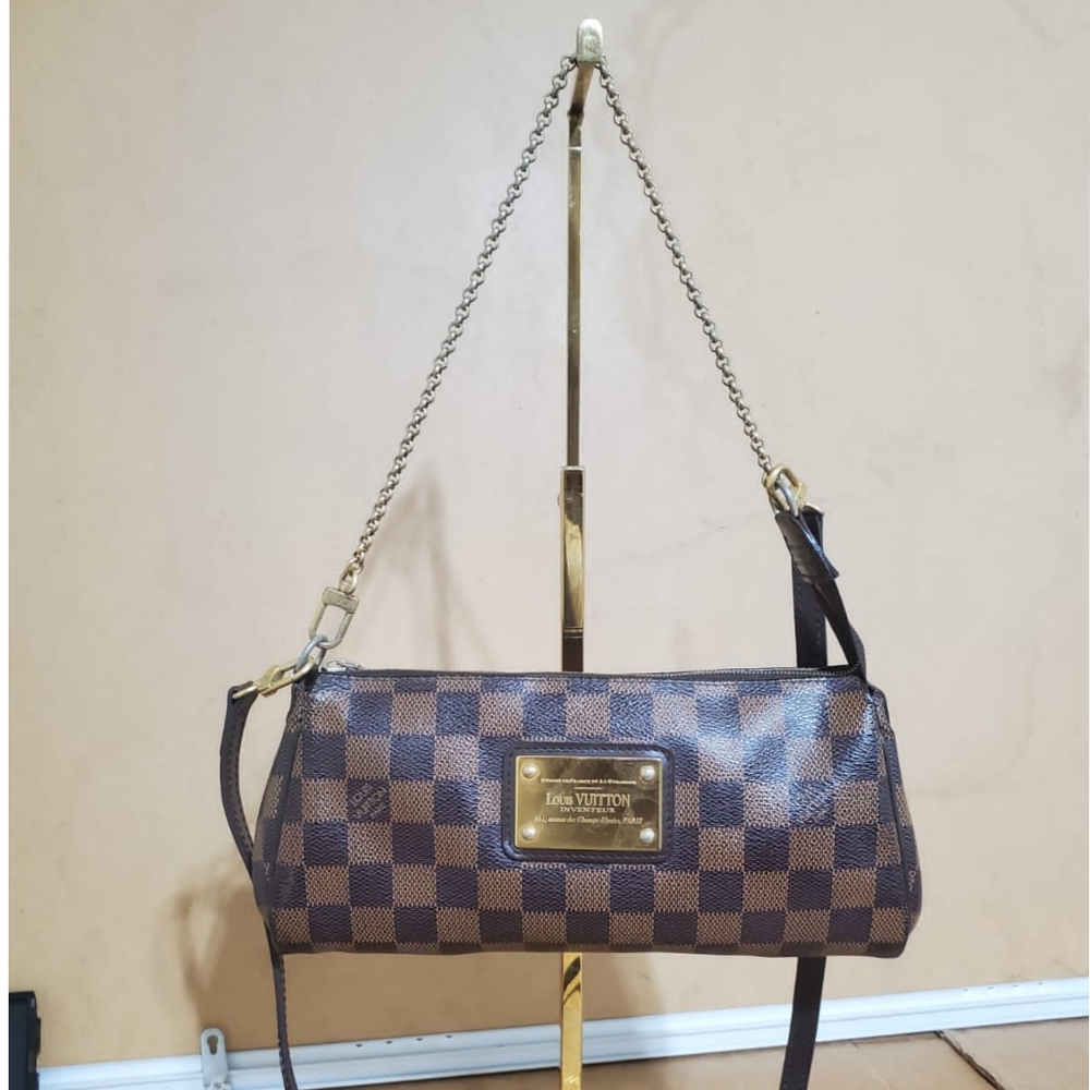 LOUIS VUITTON Damier Ebene Eva Clutch/Crossbody Bag